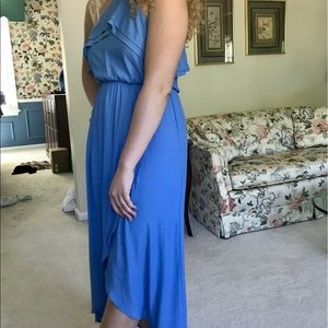 Blue high neck maxi dress